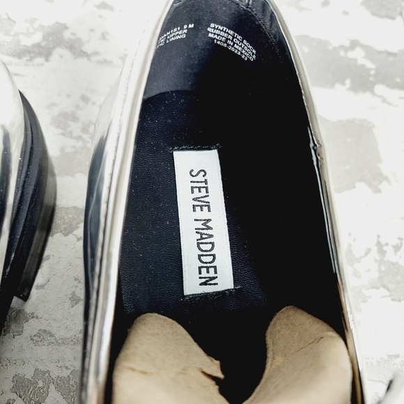 New Steve Madden Leedan Loafer Silver Metallic Slip On Loafers D758